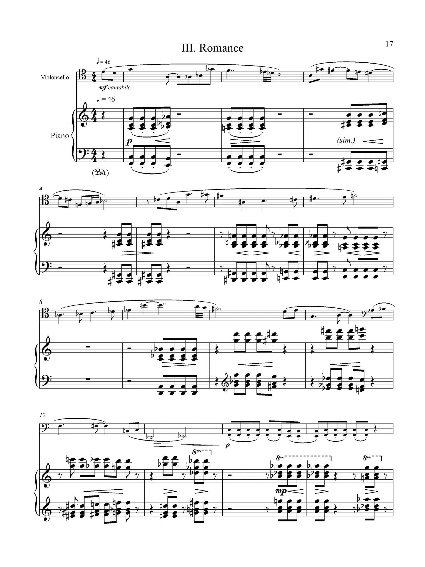 SONATA No. 3 FOR CELLO AND PIANO