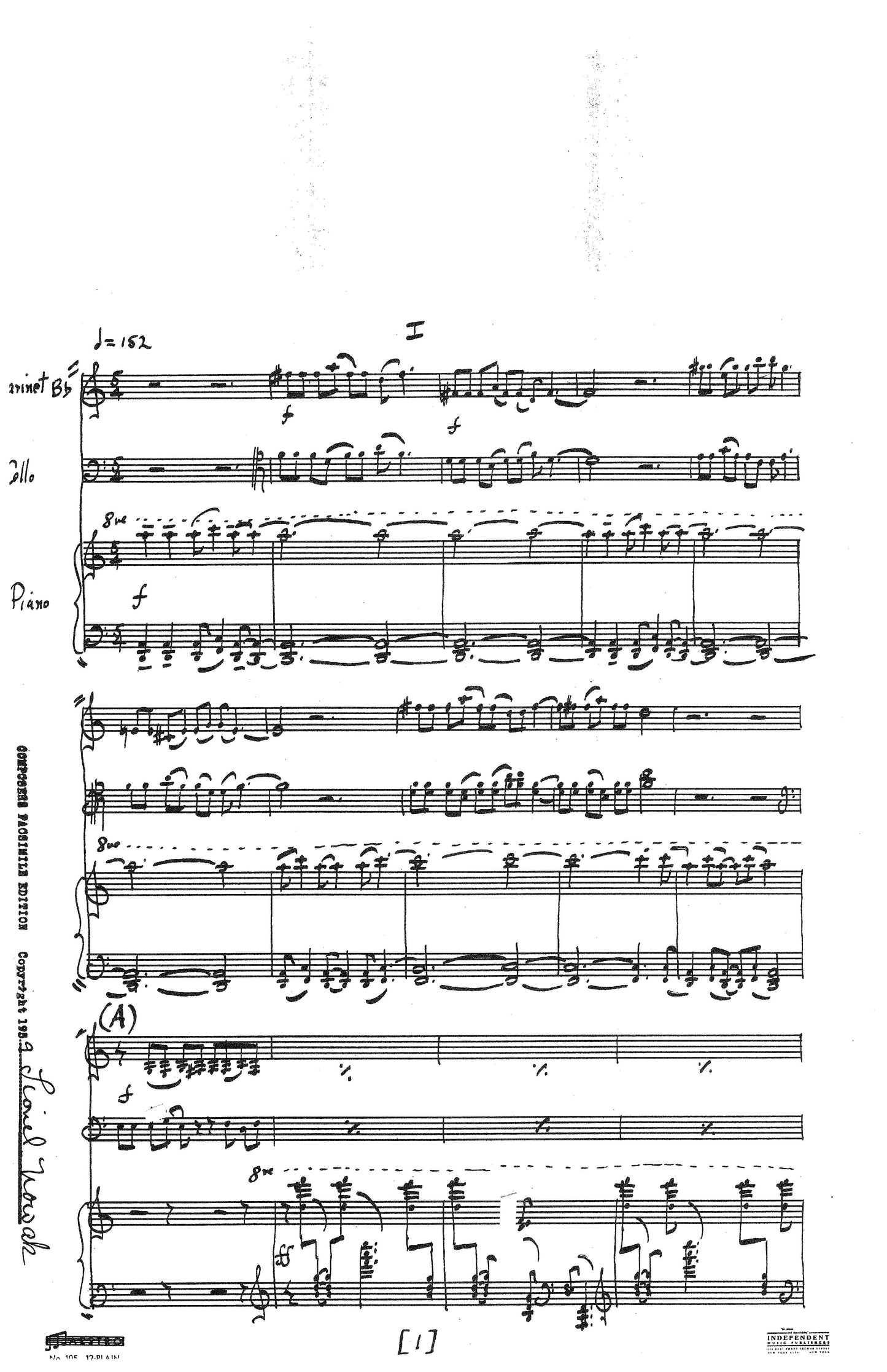 SUITE for Clarinet, Cello, and Piano