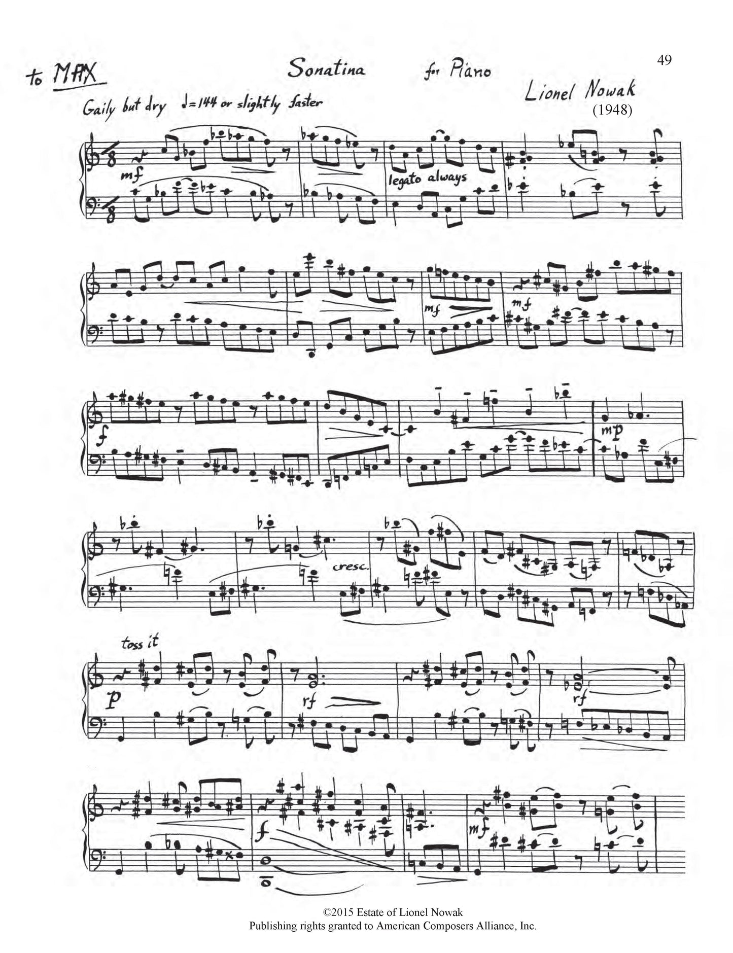 MUSIC FOR SOLO PIANO 1942-91