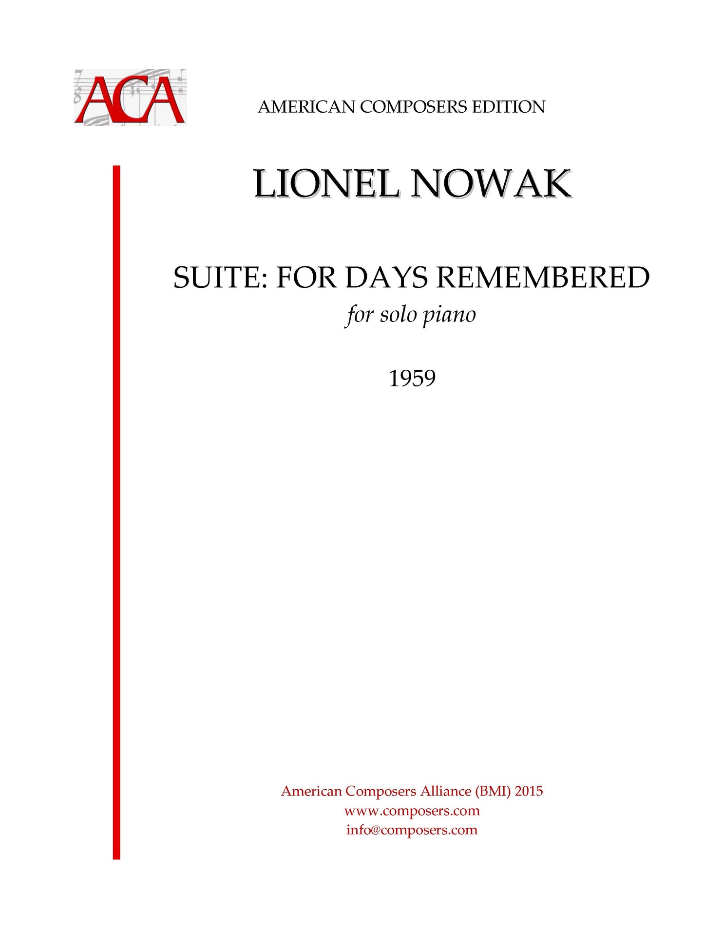 SUITE: FOR DAYS REMEMBERED