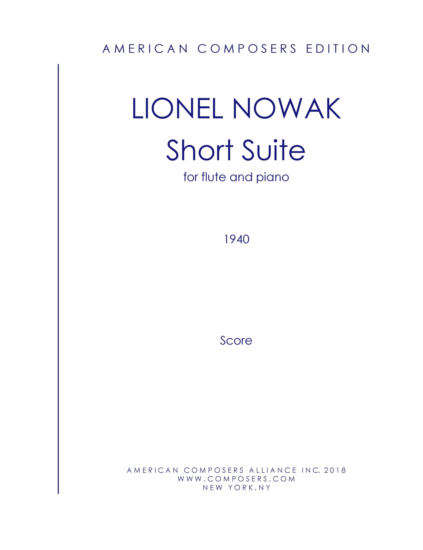 SHORT SUITE FOR FLUTE AND PIANO