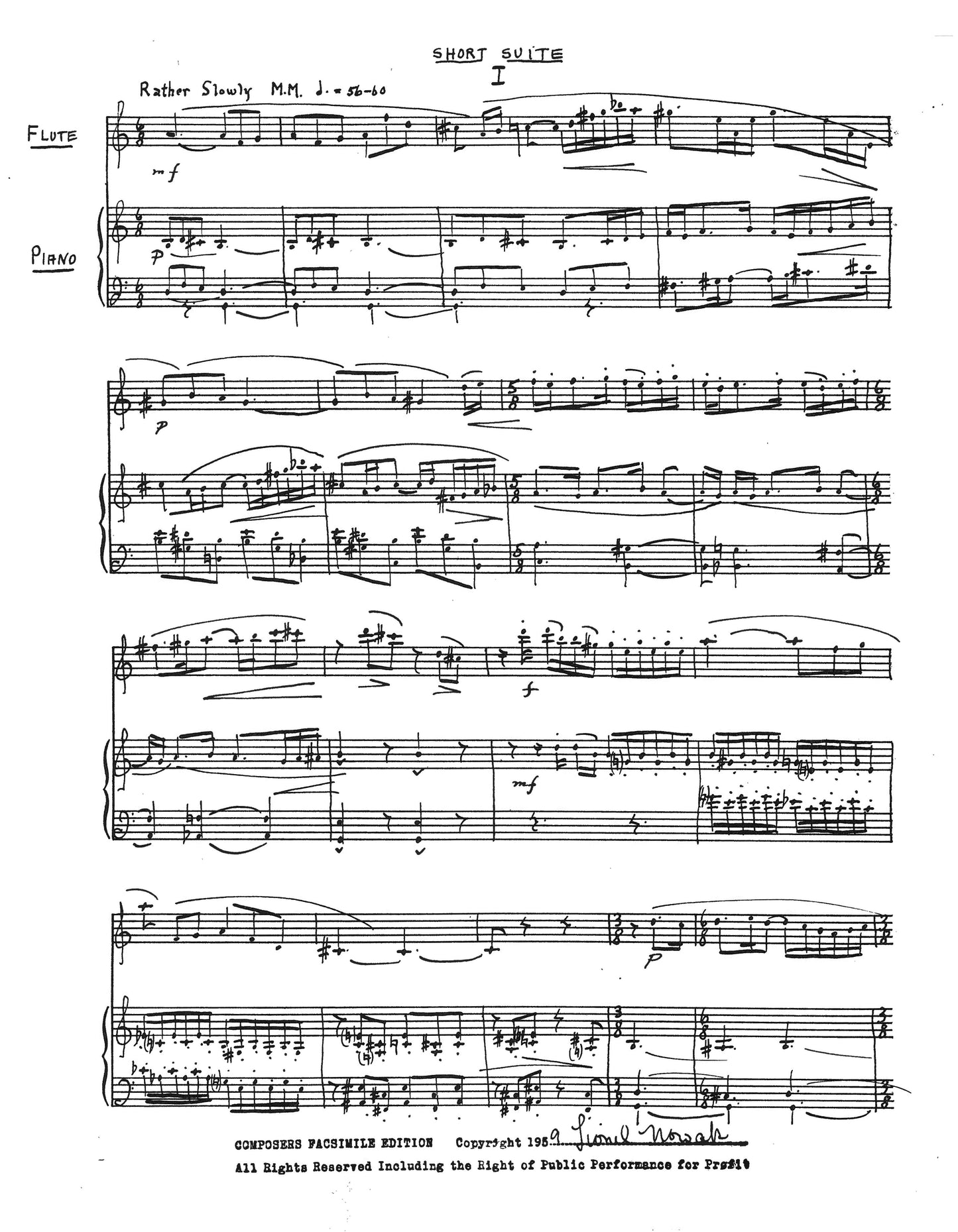 SHORT SUITE FOR FLUTE AND PIANO