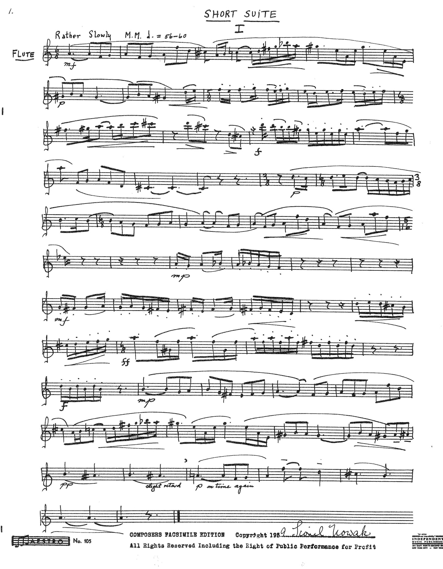 SHORT SUITE FOR FLUTE AND PIANO