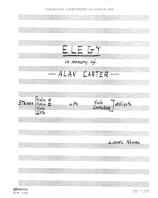 ELEGY IN MEMORY OF ALAN CARTER