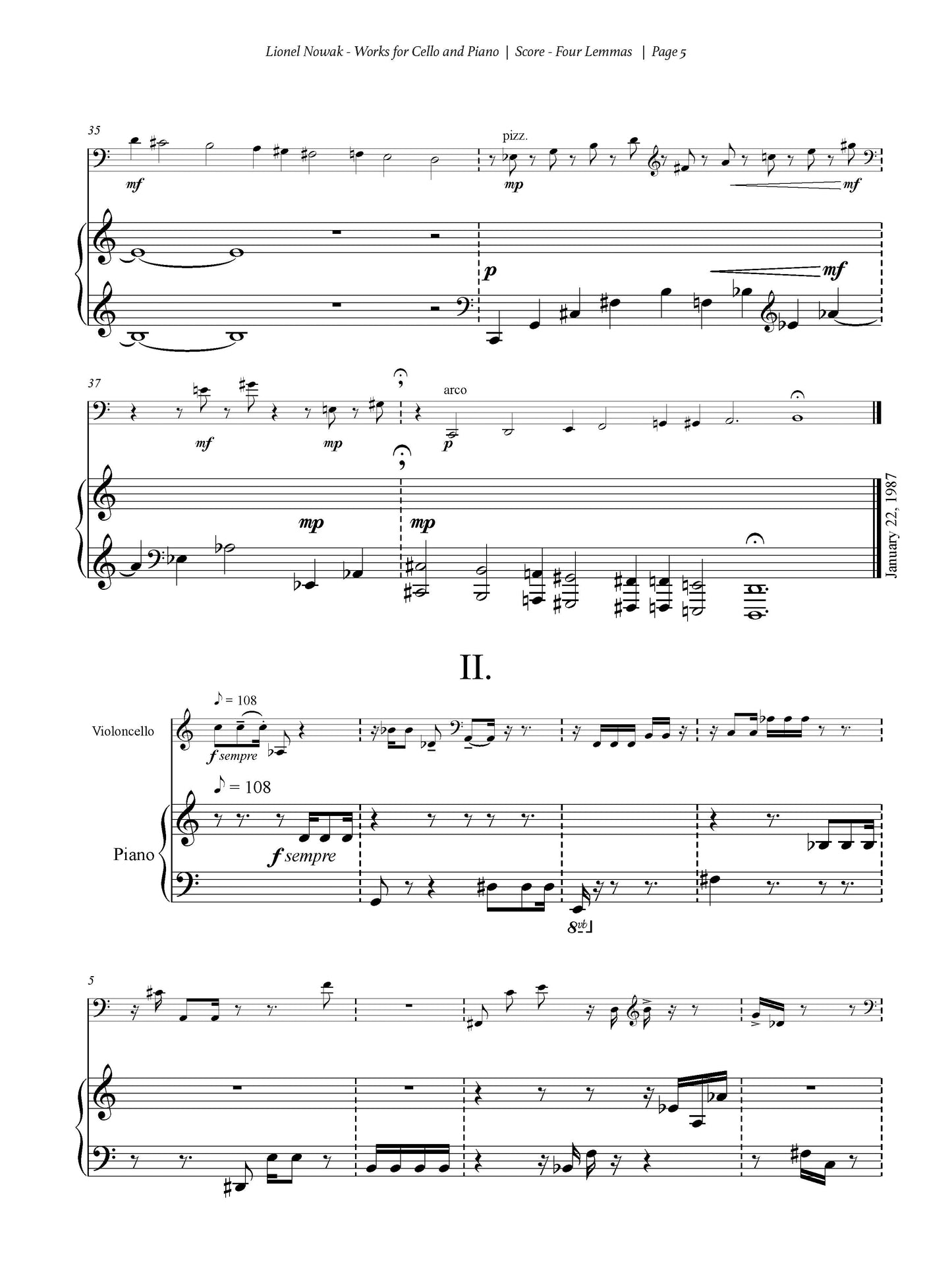 FOUR LEMMAS: Sonata No. 4 for Cello and Piano