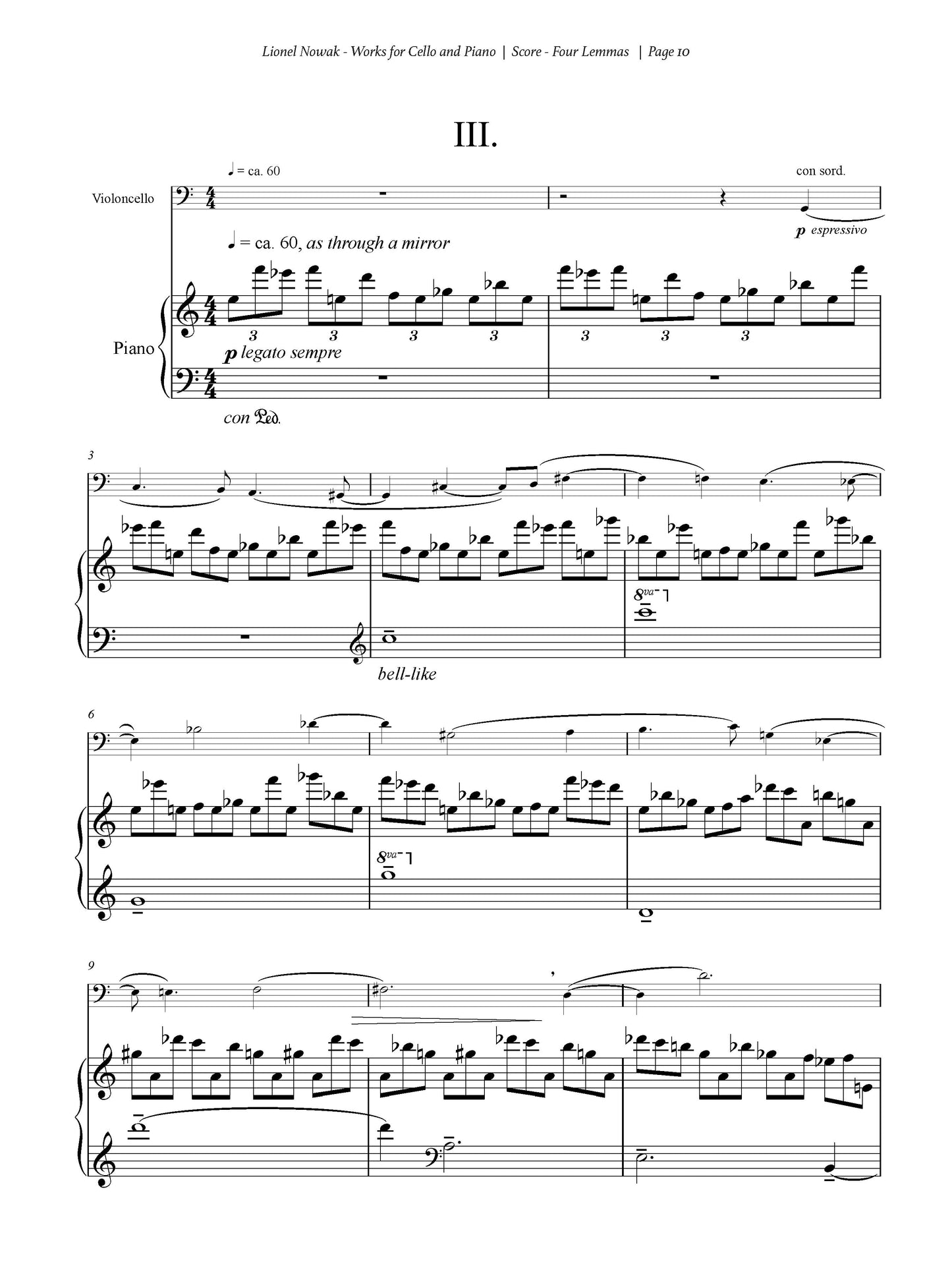 FOUR LEMMAS: Sonata No. 4 for Cello and Piano