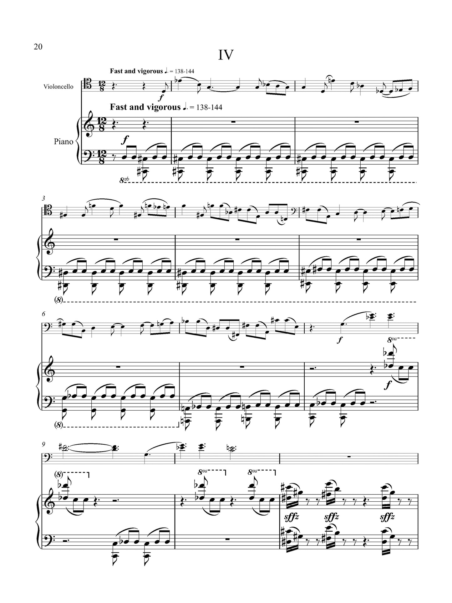 SONATA No. 1 - First Sonata FOR CELLO AND PIANO: