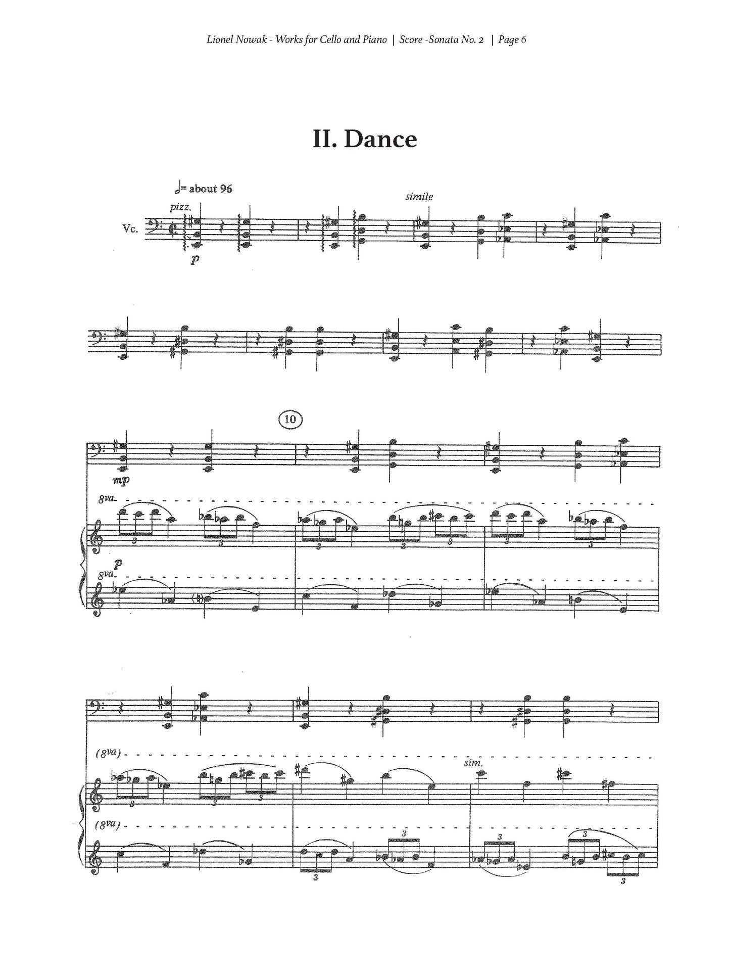 SONATA No. 2 FOR CELLO AND PIANO