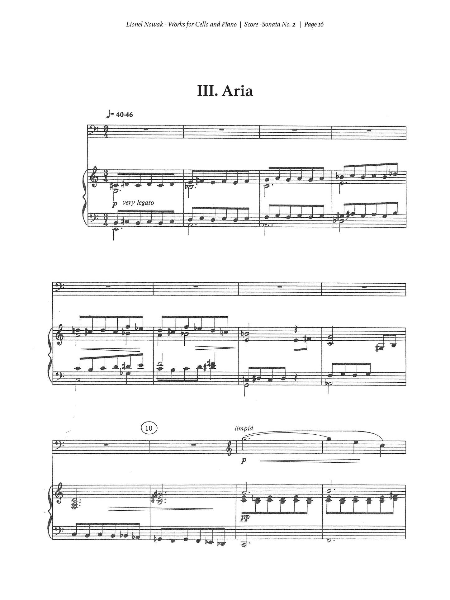 SONATA No. 2 FOR CELLO AND PIANO