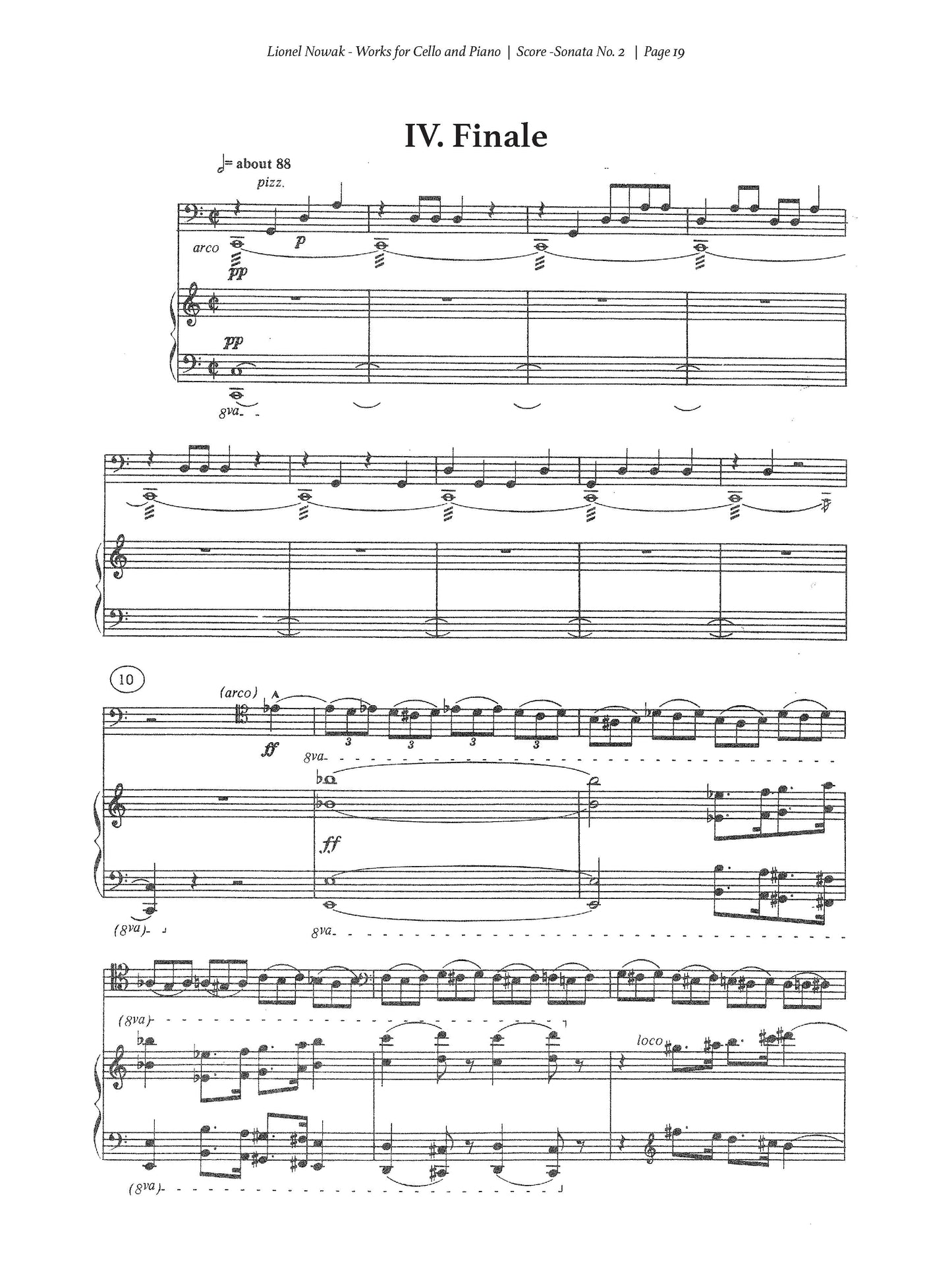 SONATA No. 2 FOR CELLO AND PIANO