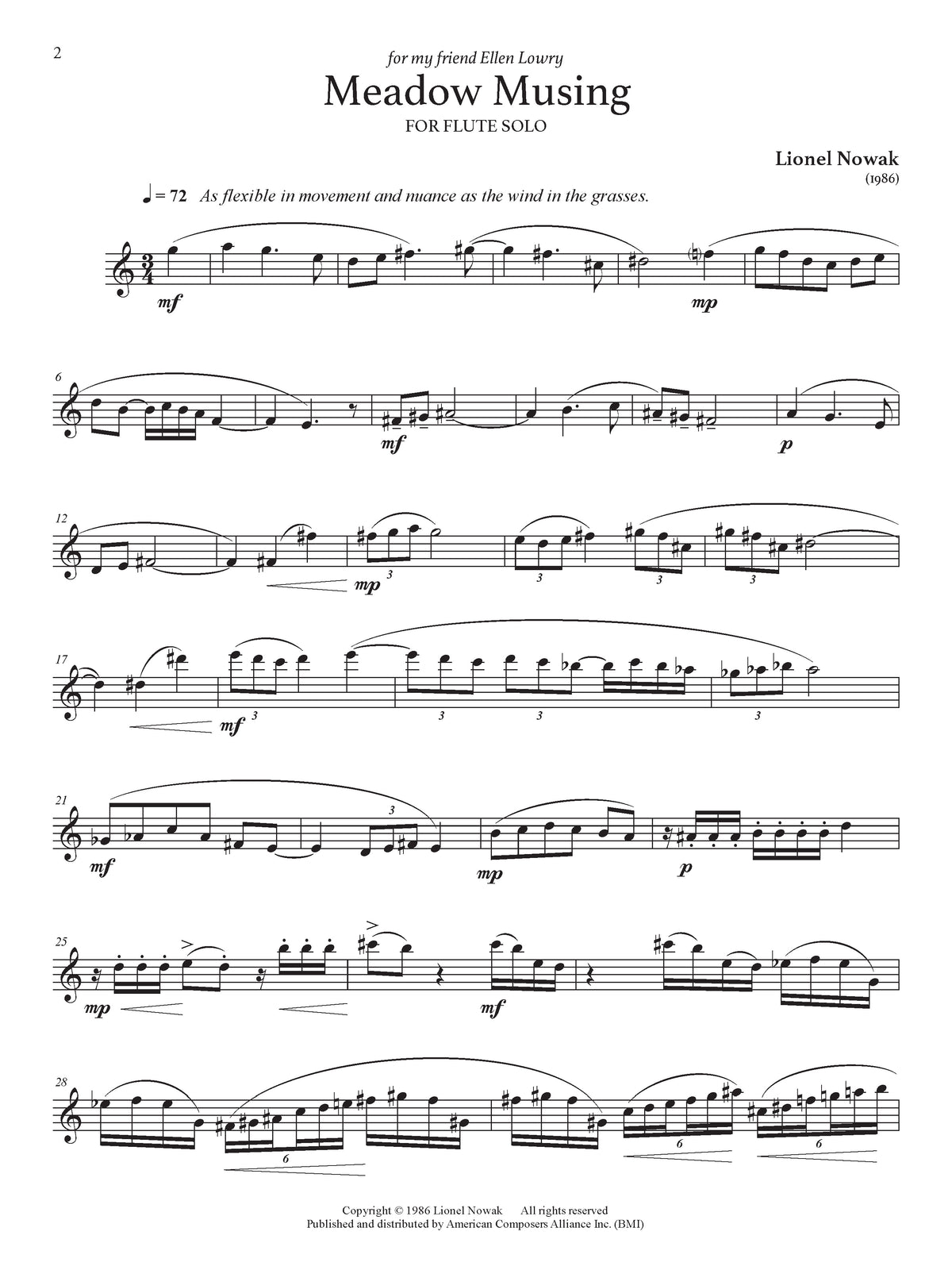 Flute Compuser Two Pieces for Solo Flute – American Composers Alliance