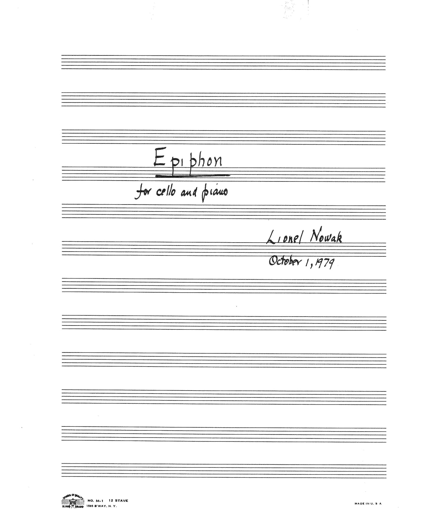 EPIPHON FOR CELLO & PIANO