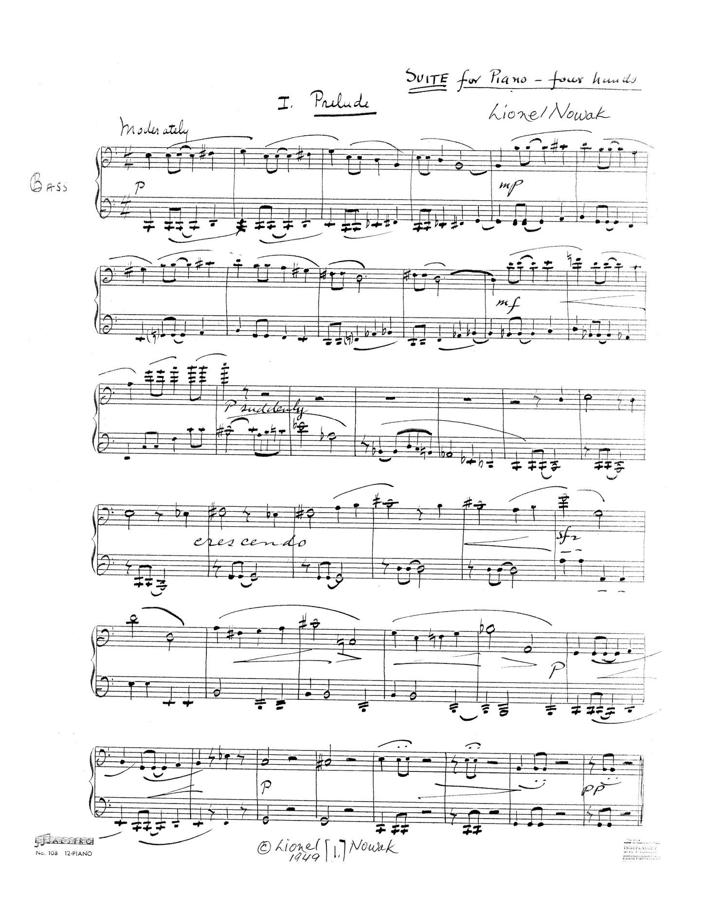 SUITE FOR PIANO FOUR-HANDS