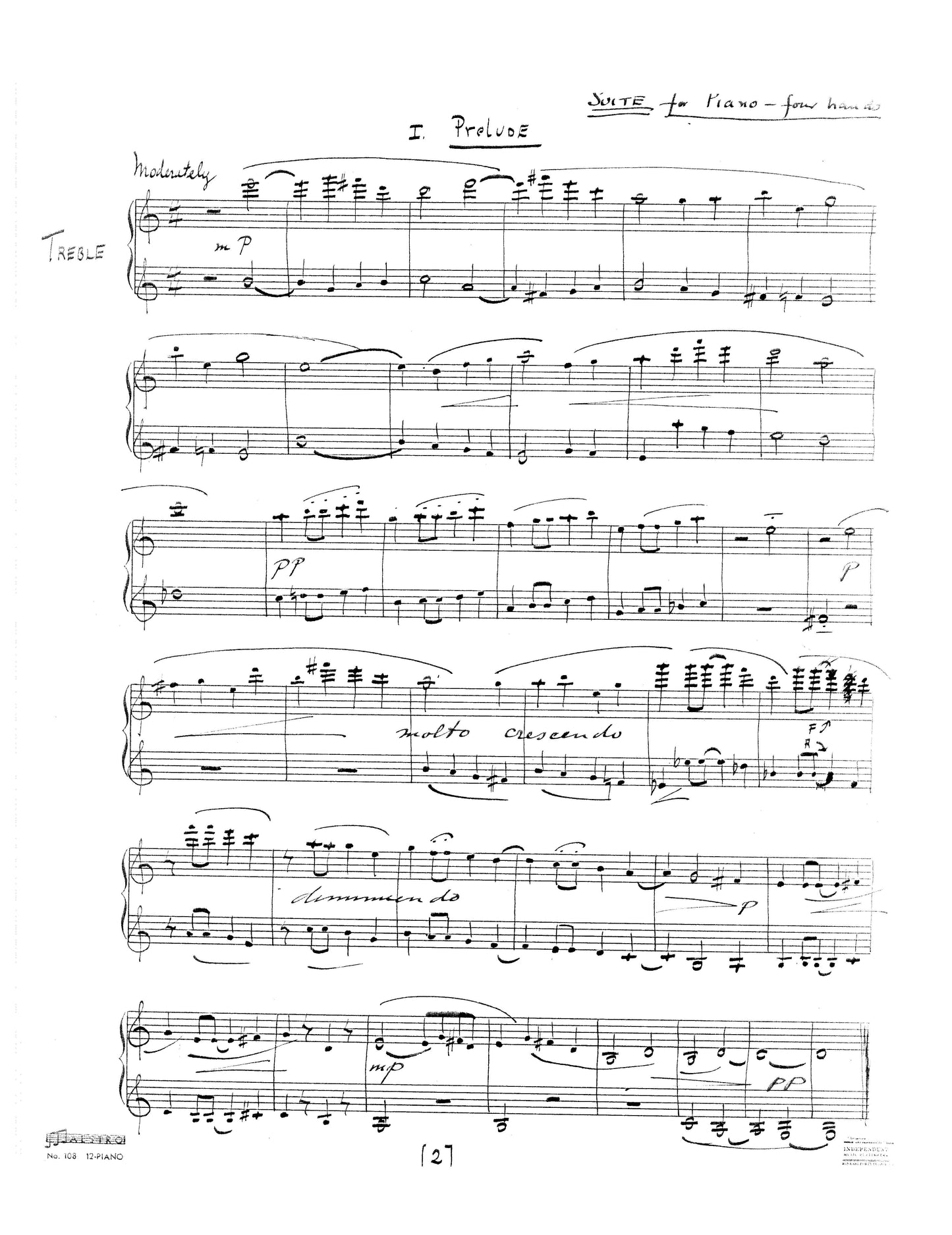 SUITE FOR PIANO FOUR-HANDS