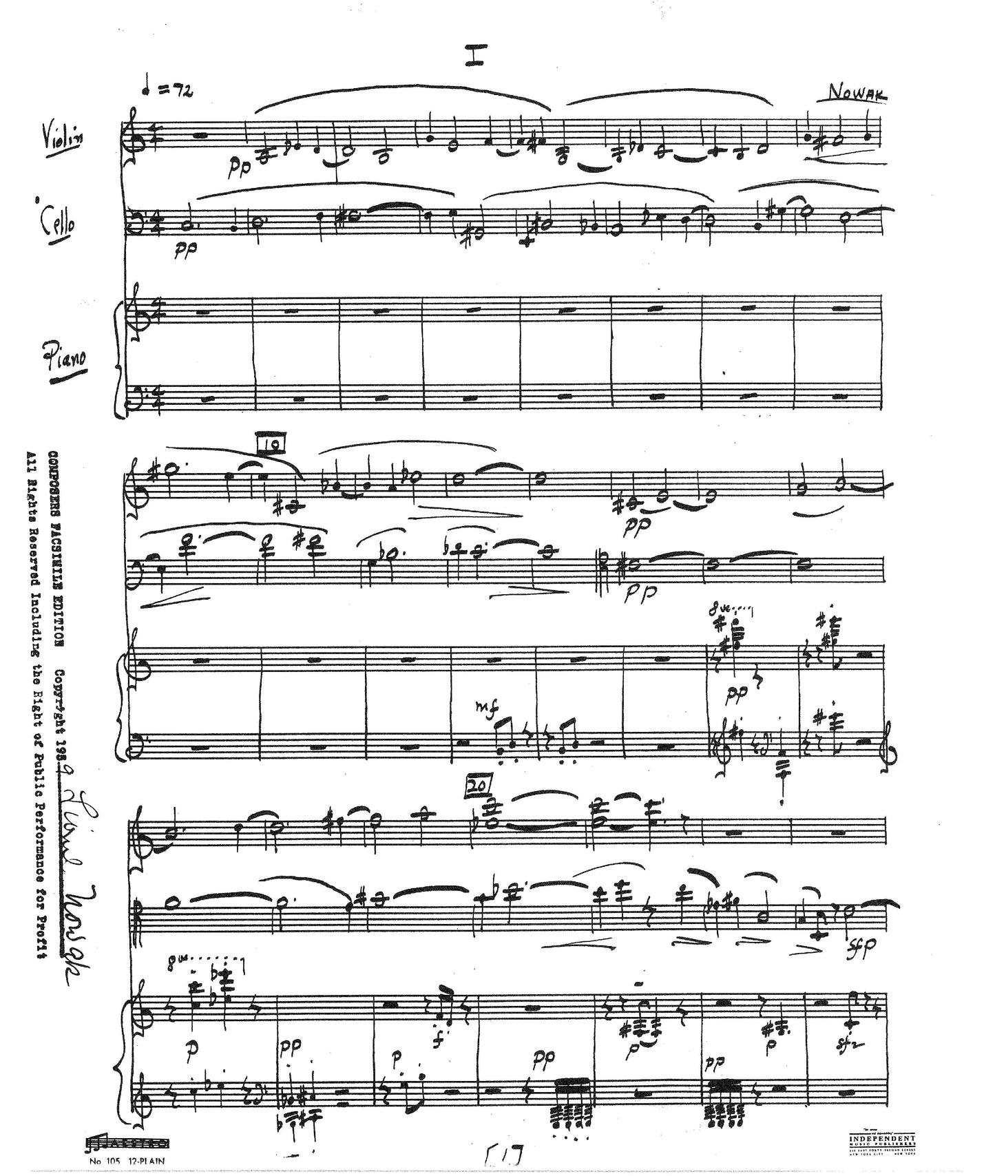 TRIO for Violin, Cello, and Piano