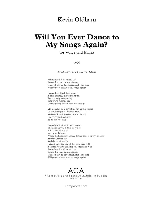 Will You Ever Dance to My Songs Again