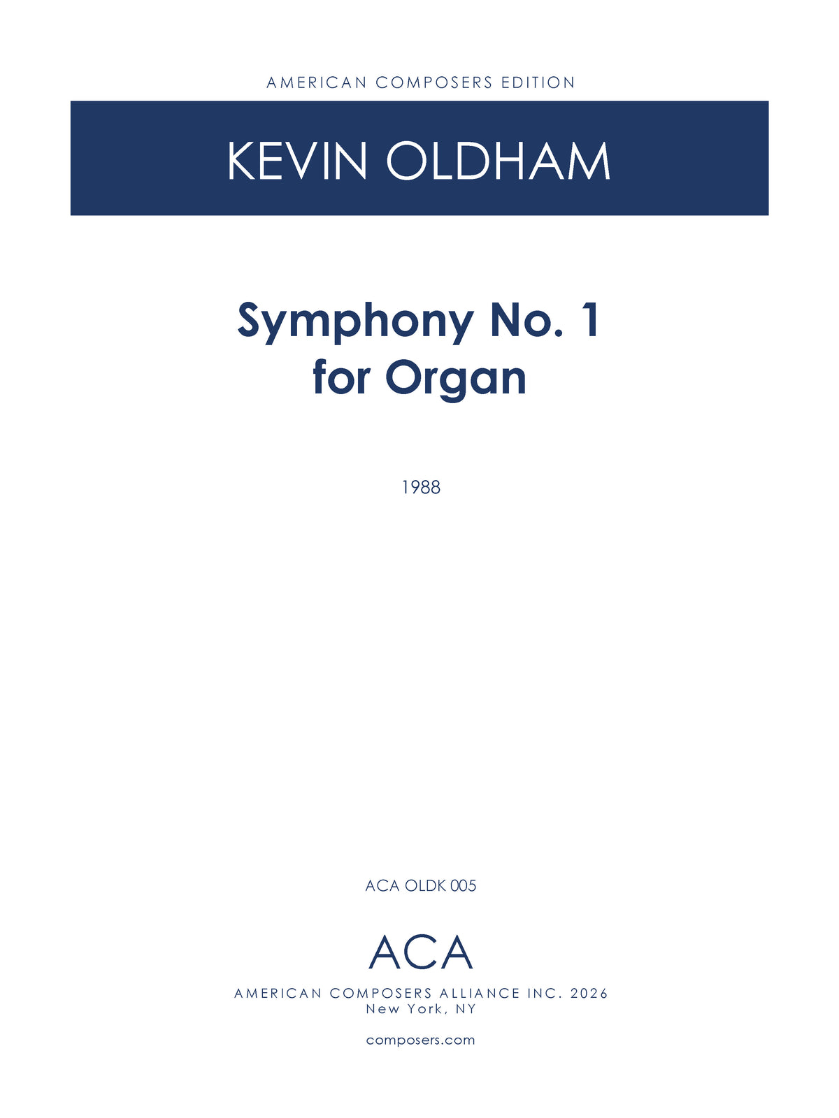 Symphony No. 1 for Organ