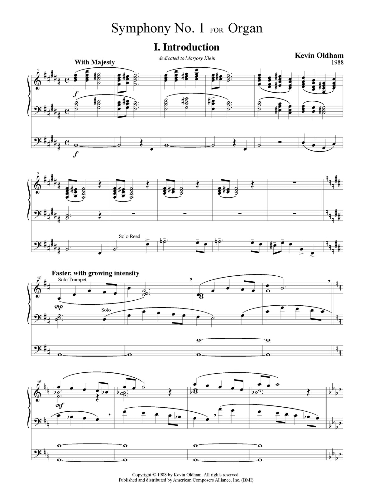 Symphony No. 1 for Organ