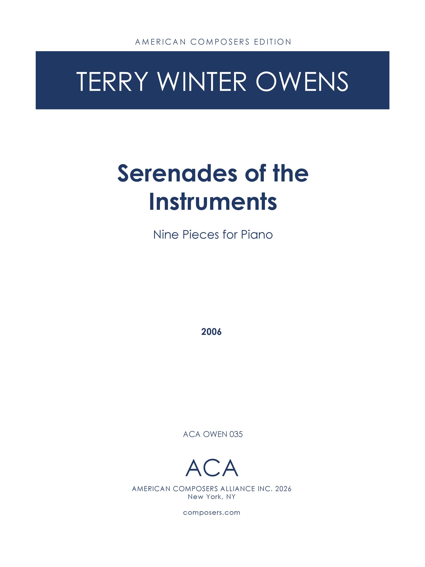 Serenades of the Instruments (Nine Pieces for Piano)