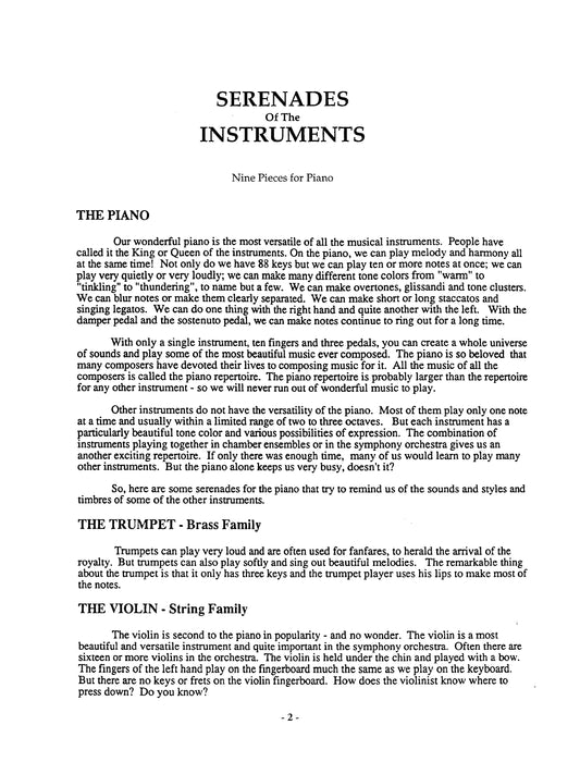 Serenades of the Instruments (Nine Pieces for Piano)