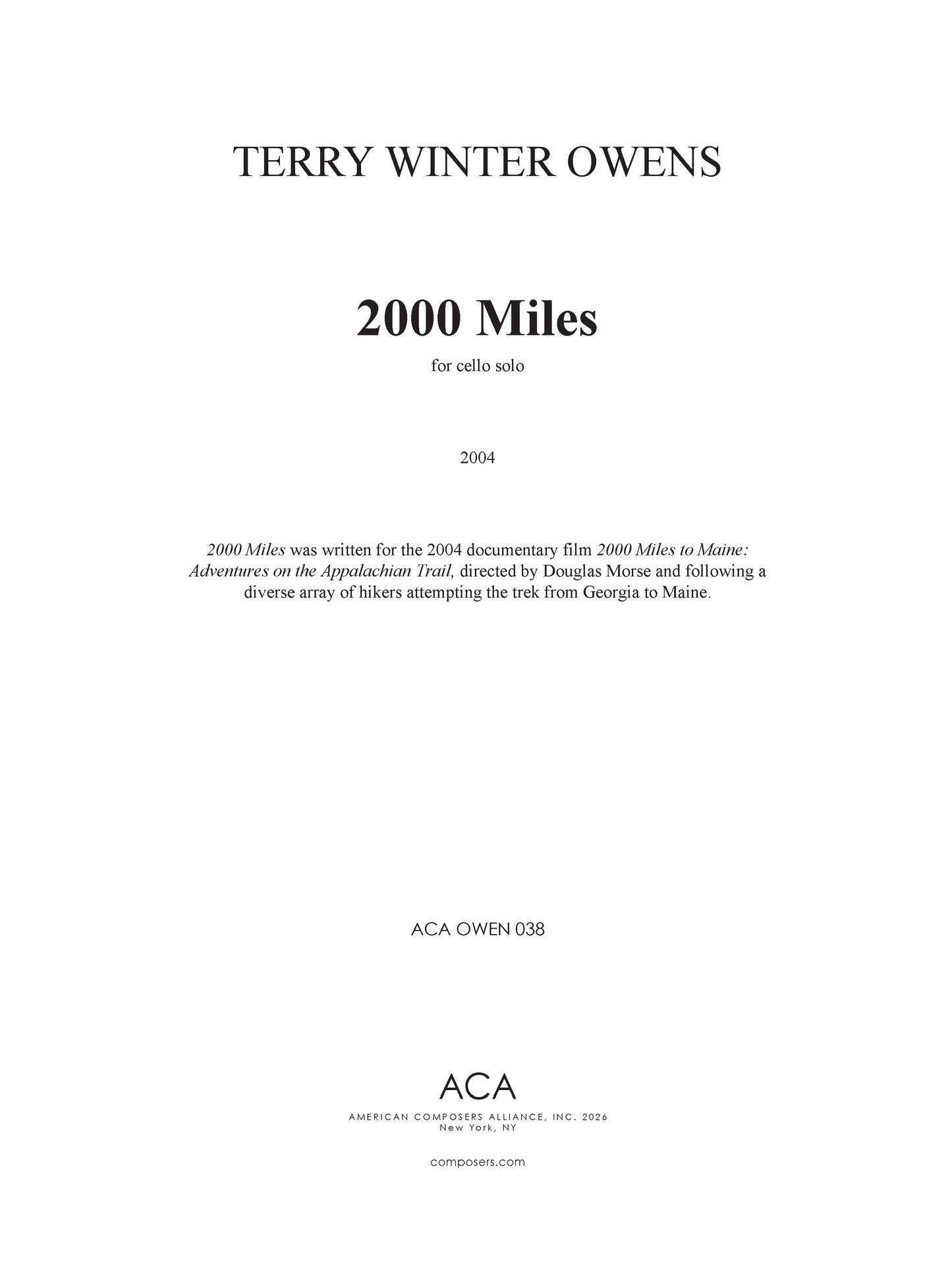 2000 Miles for Cello