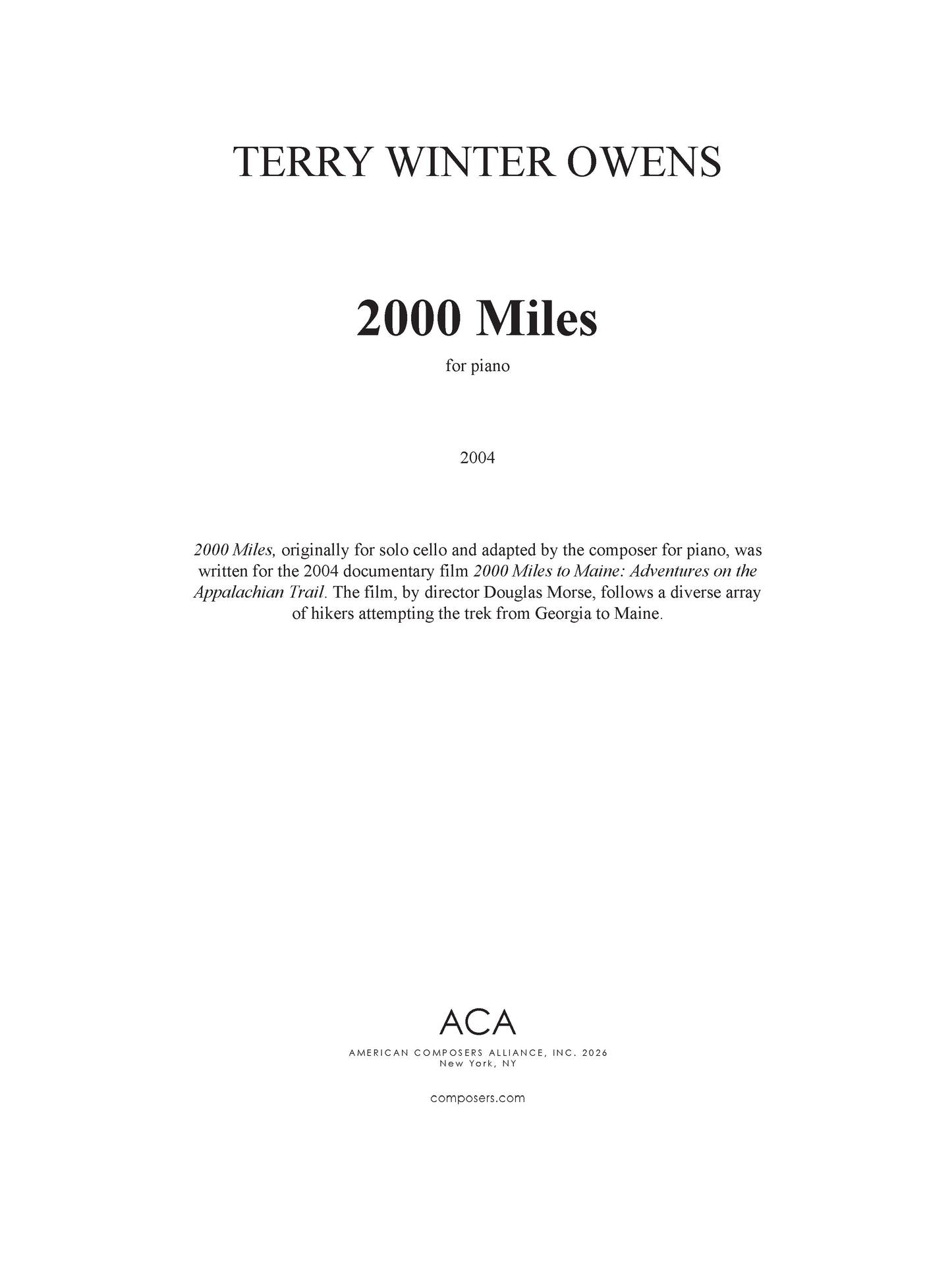 2000 Miles for Piano