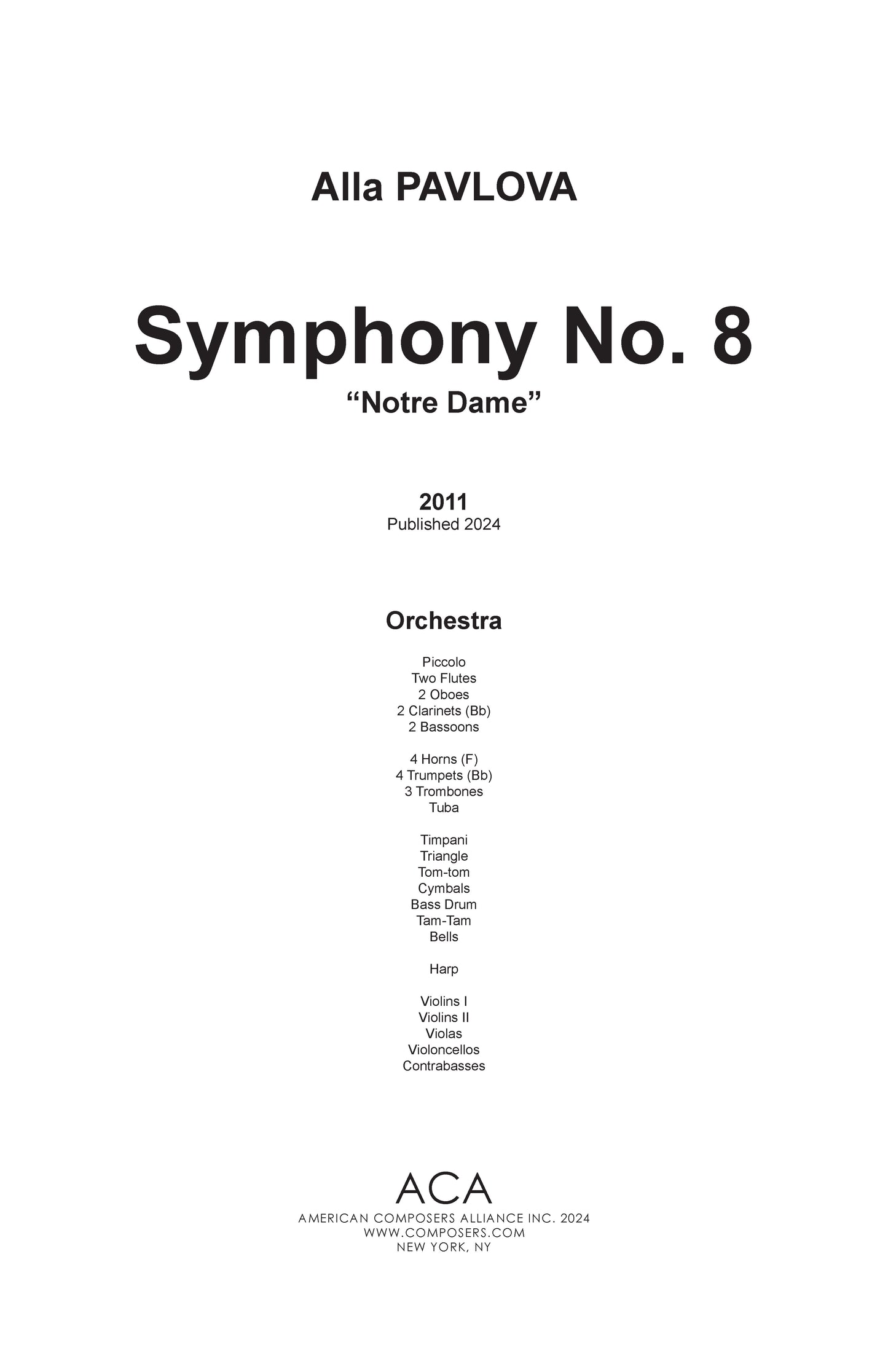 SYMPHONY NO. 8: NOTRE DAME