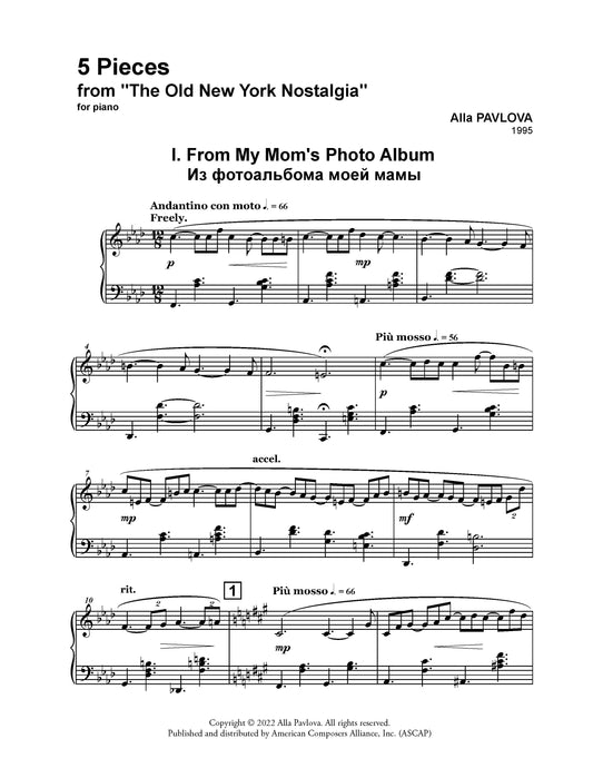 Five Pieces for Piano (from "The Old New York Nostalgia" Suite)