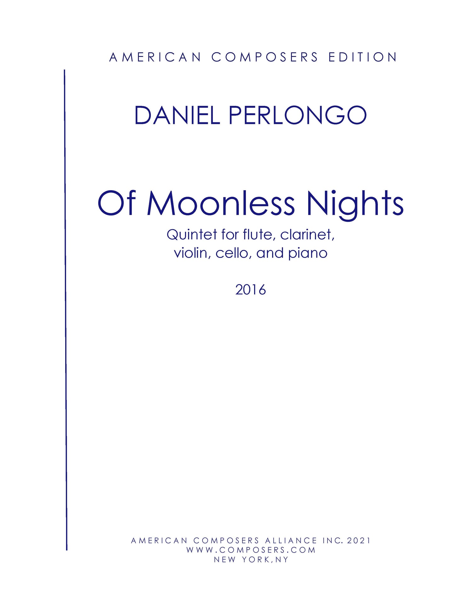 OF MOONLESS NIGHTS - A TANGO FOR QUINTET