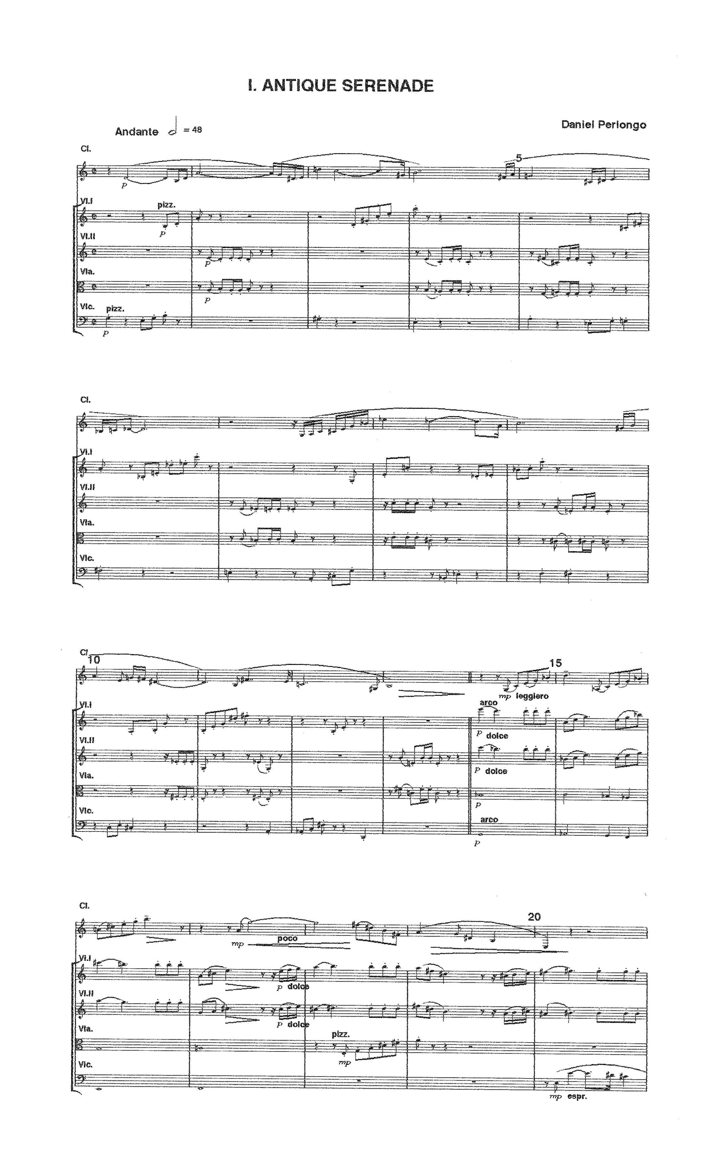 TWO MOVEMENTS for Bb Clarinet and String Quartet