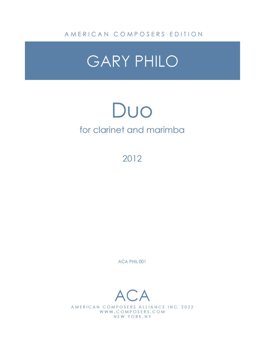 DUO FOR CLARINET AND MARIMBA