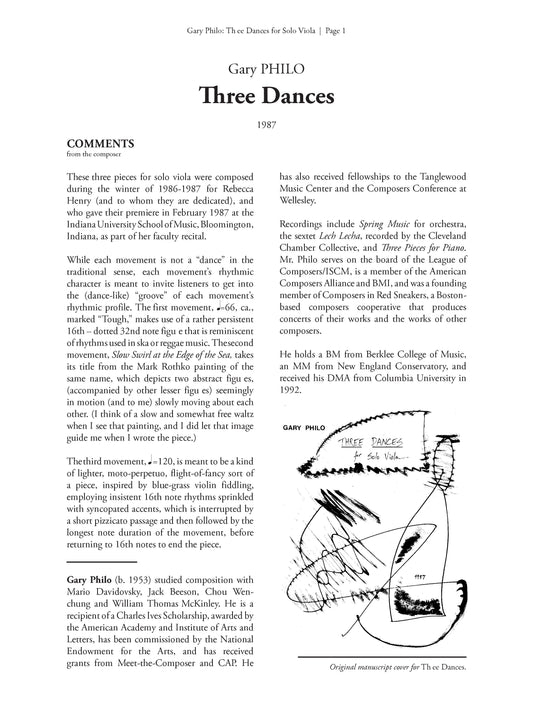 THREE DANCES FOR VIOLA