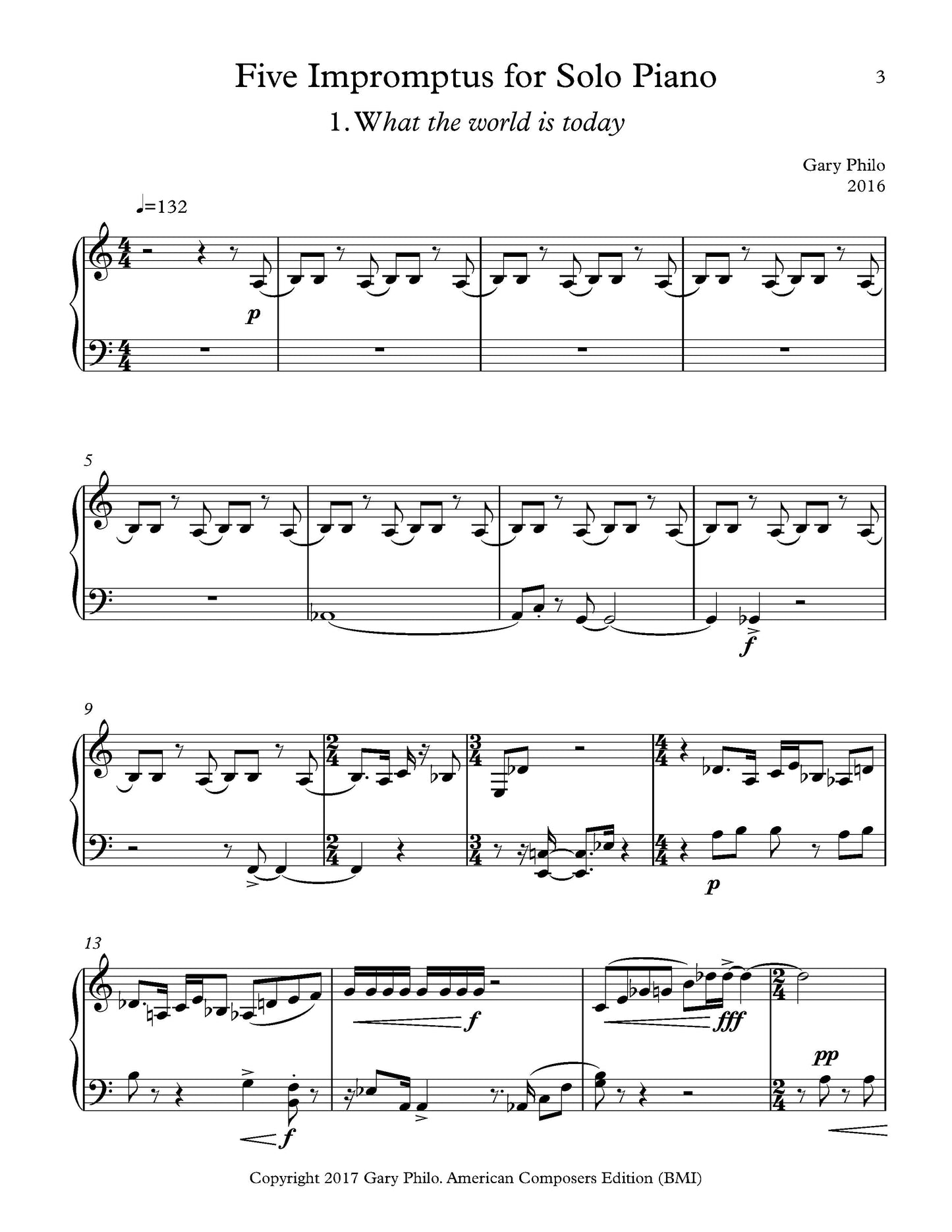 Five Impromptus for Solo Piano