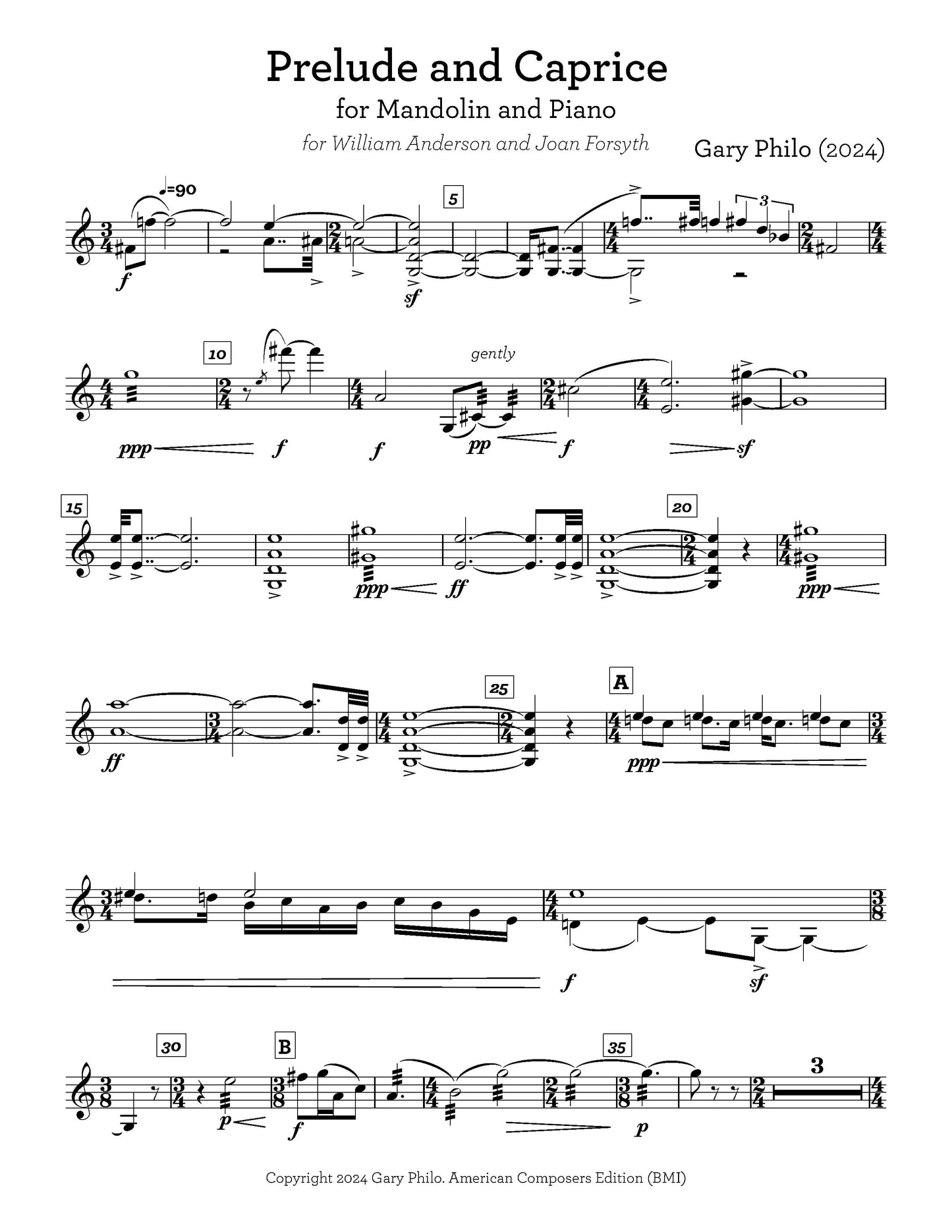 Prelude and Caprice for Mandolin and Piano