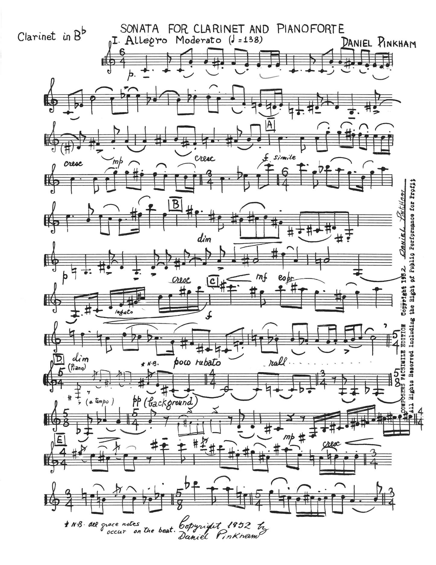 SONATA for clarinet and piano