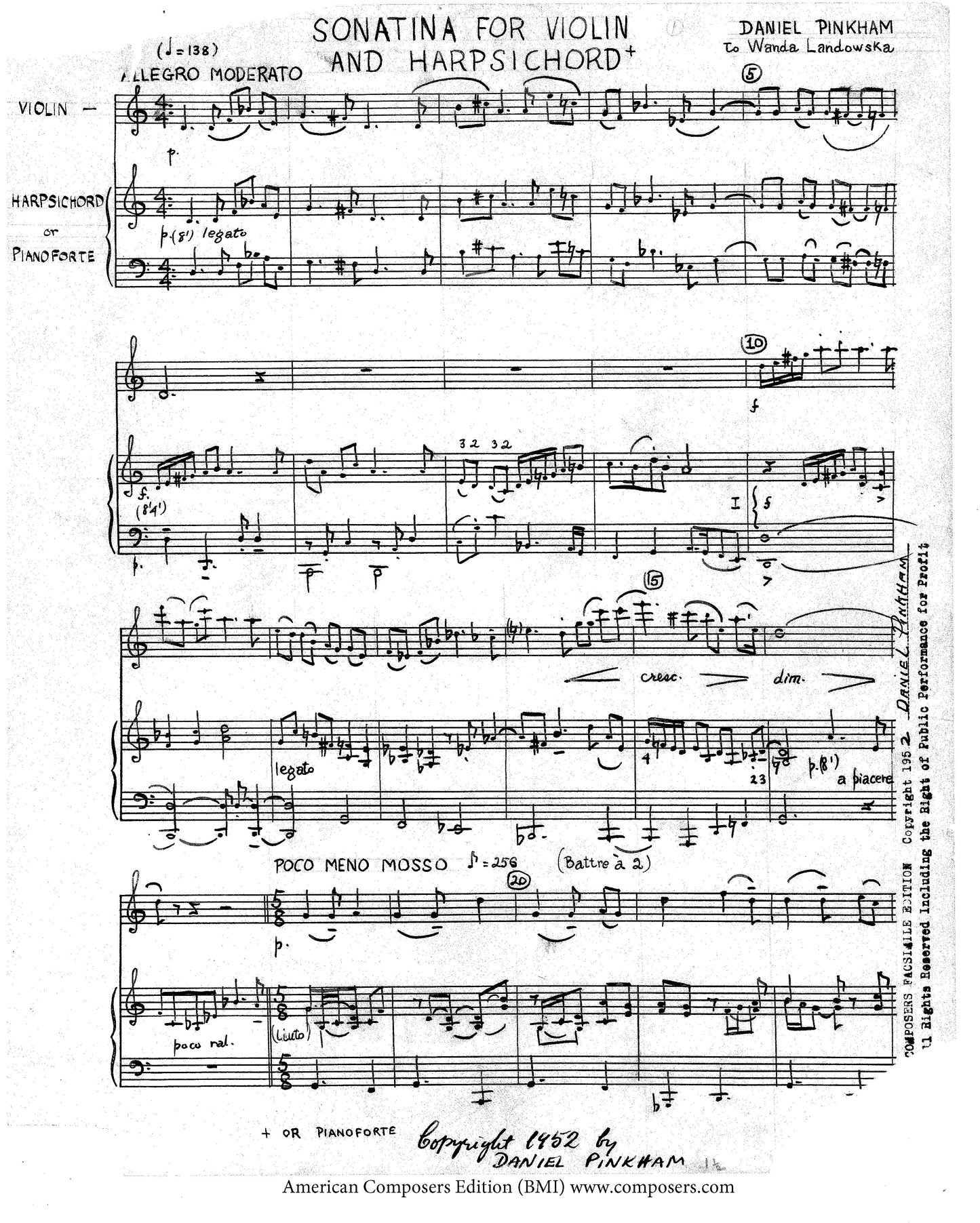 SONATINA for violin and harpsichord