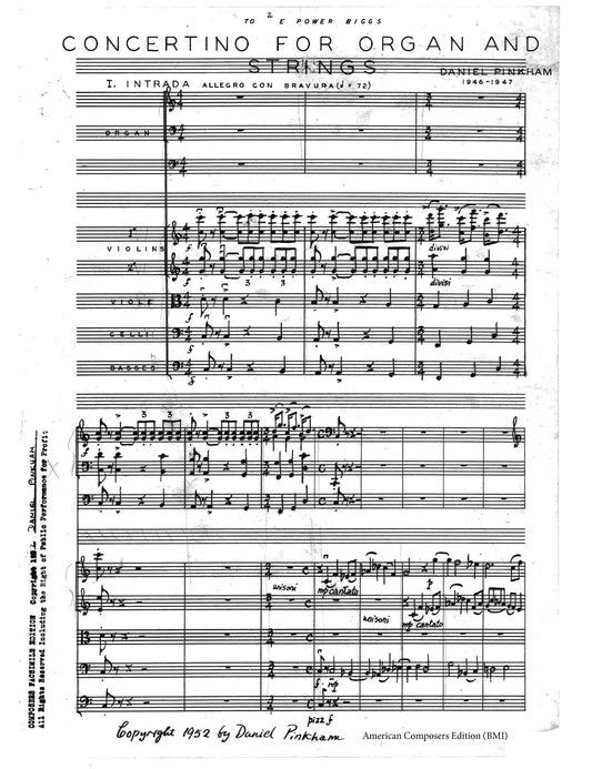 CONCERTINO FOR ORGAN AND STRINGS (INTRADA, ARIA, FINALE)