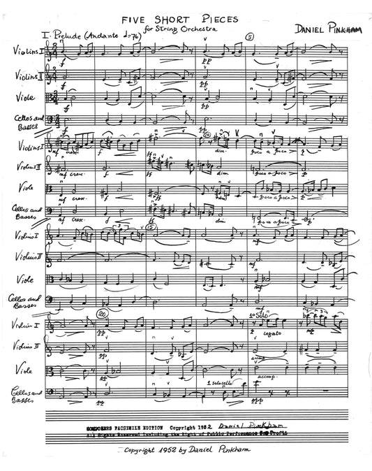 FIVE SHORT PIECES FOR STRING ORCHESTRA