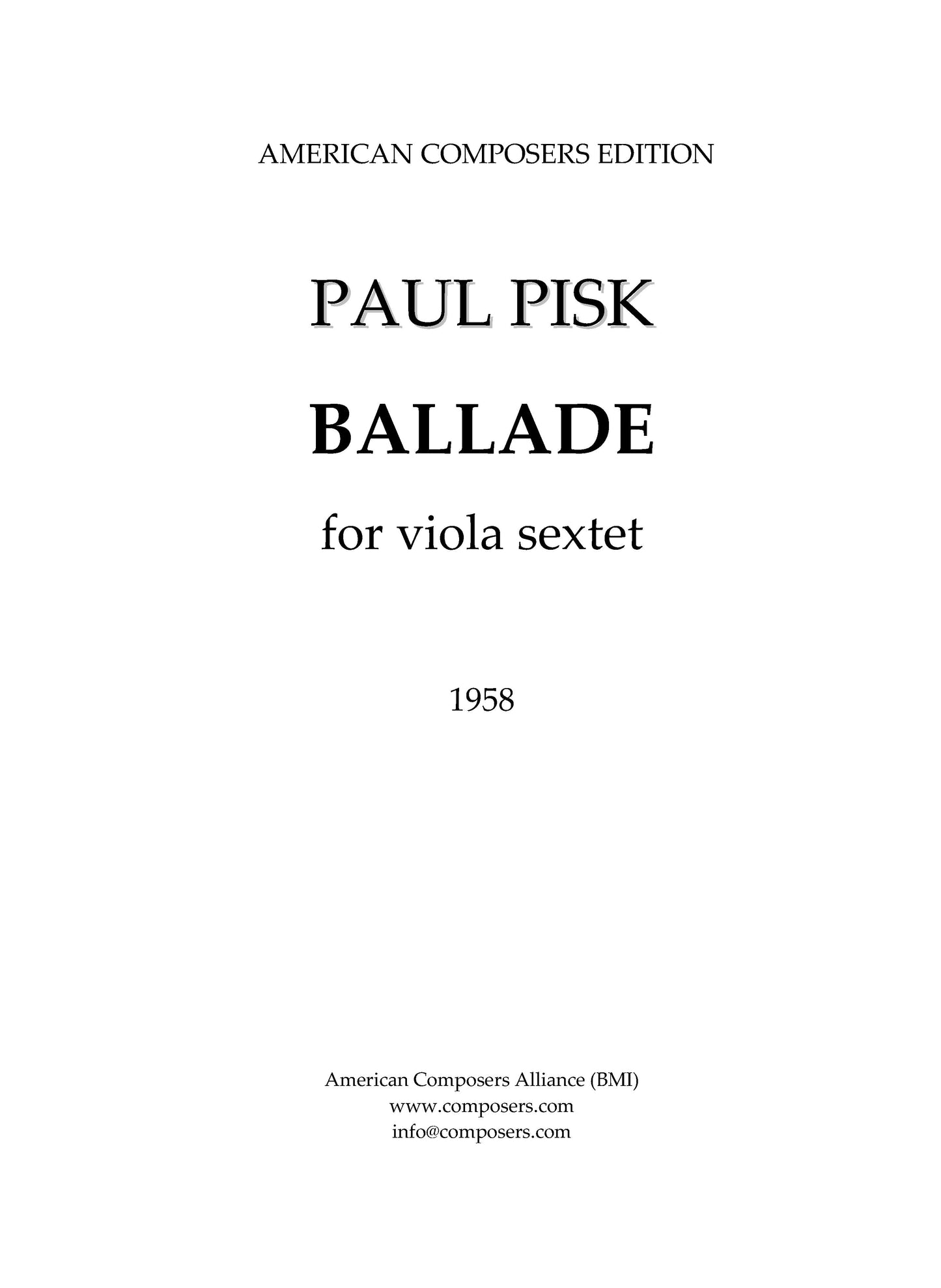 BALLADE FOR VIOLA SEXTET