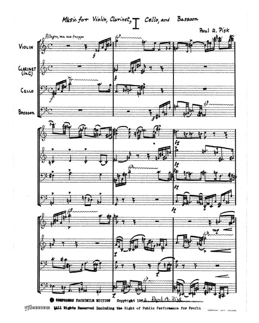 MUSIC for Violin, Clarinet, Cello, and Bassoon