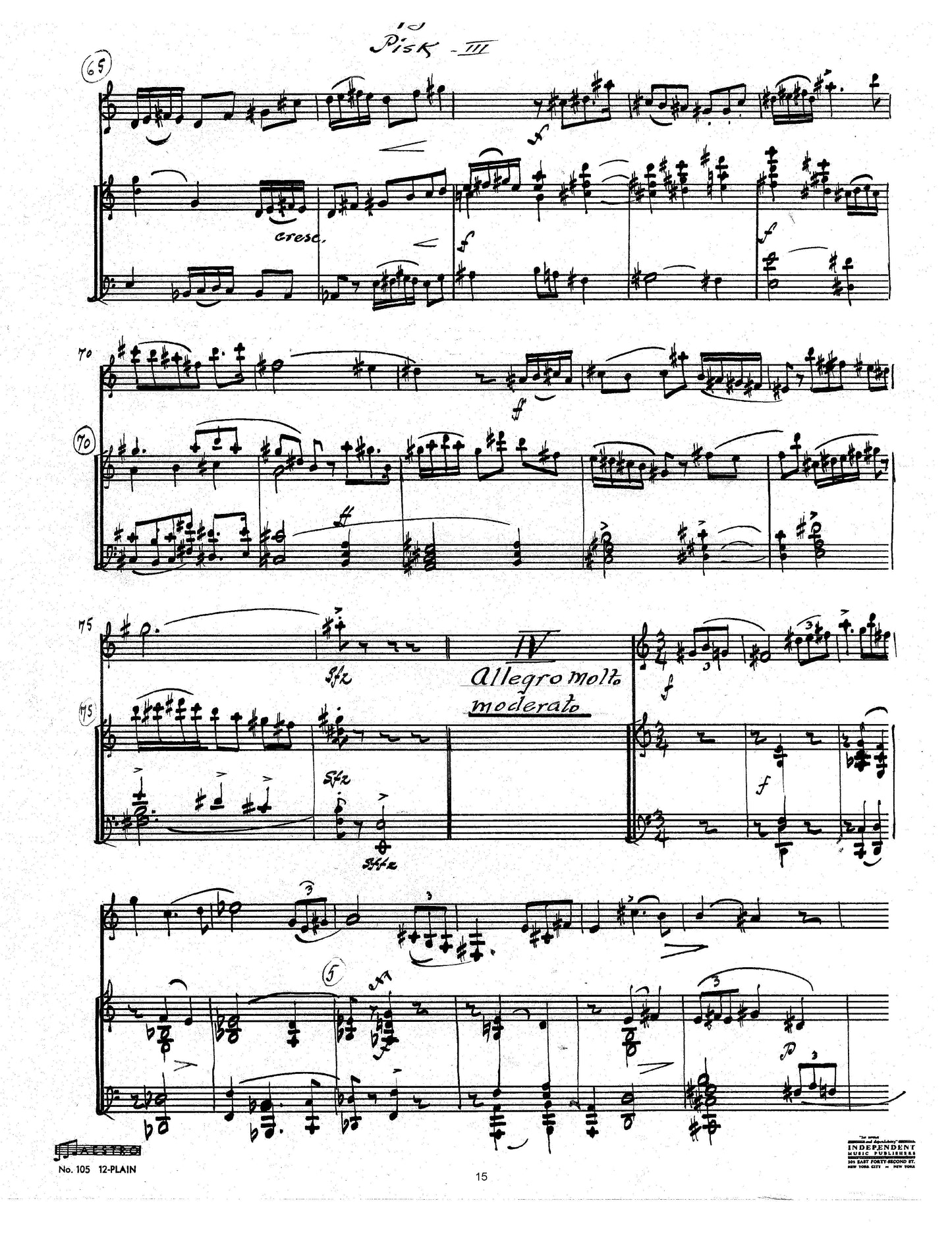 SONATA for Clarinet and Piano Op. 59