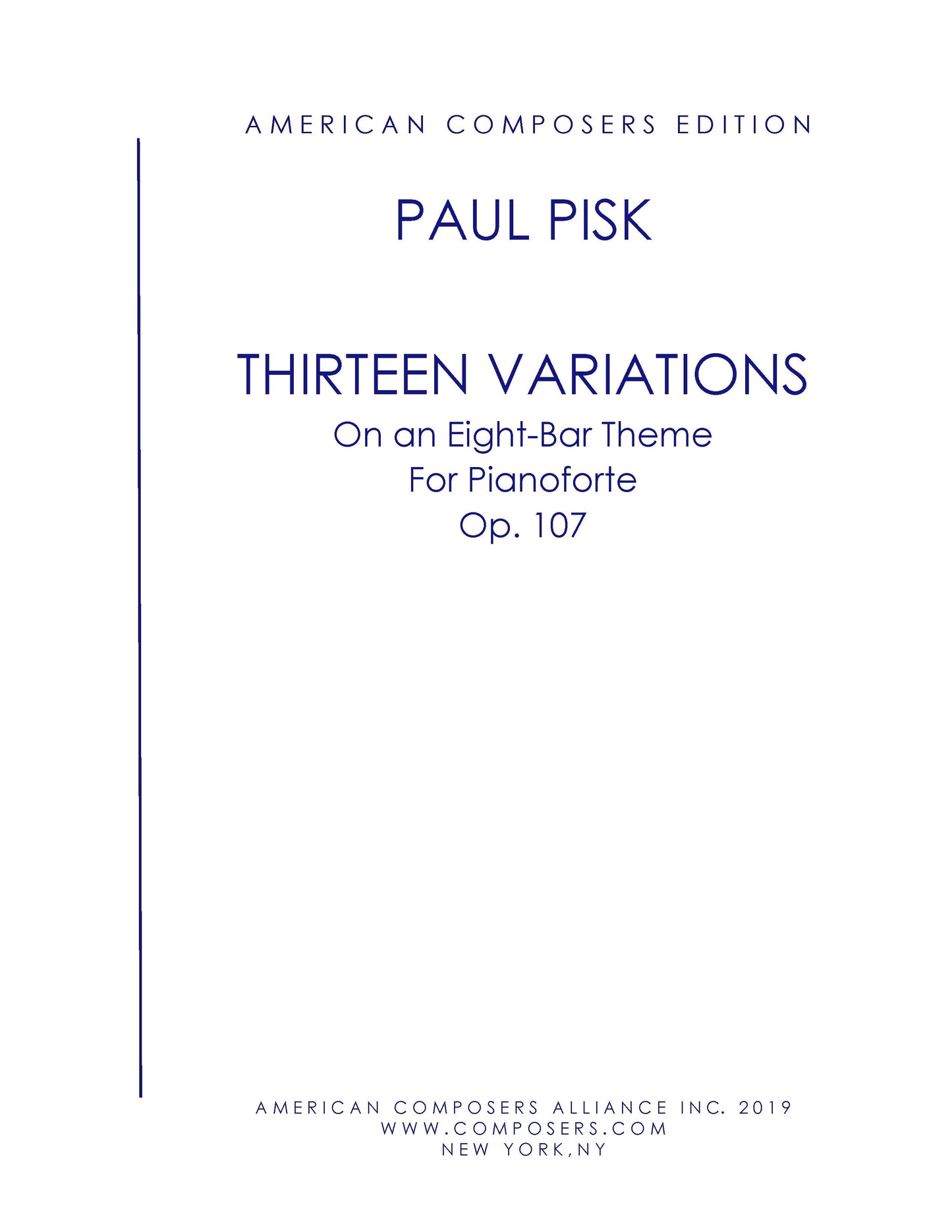 THIRTEEN VARIATIONS ON AN EIGHT-BAR THEME, Op.107