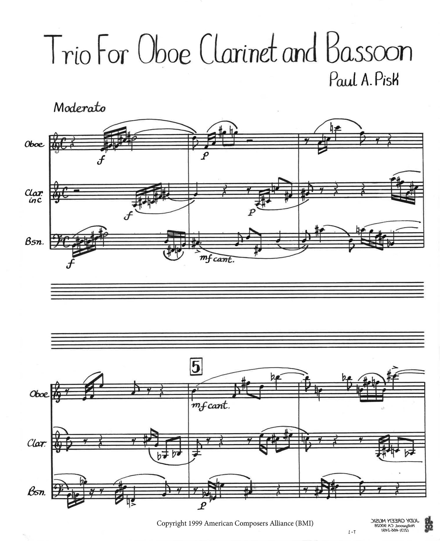 TRIO (1979) for oboe, clarinet, and bassoon