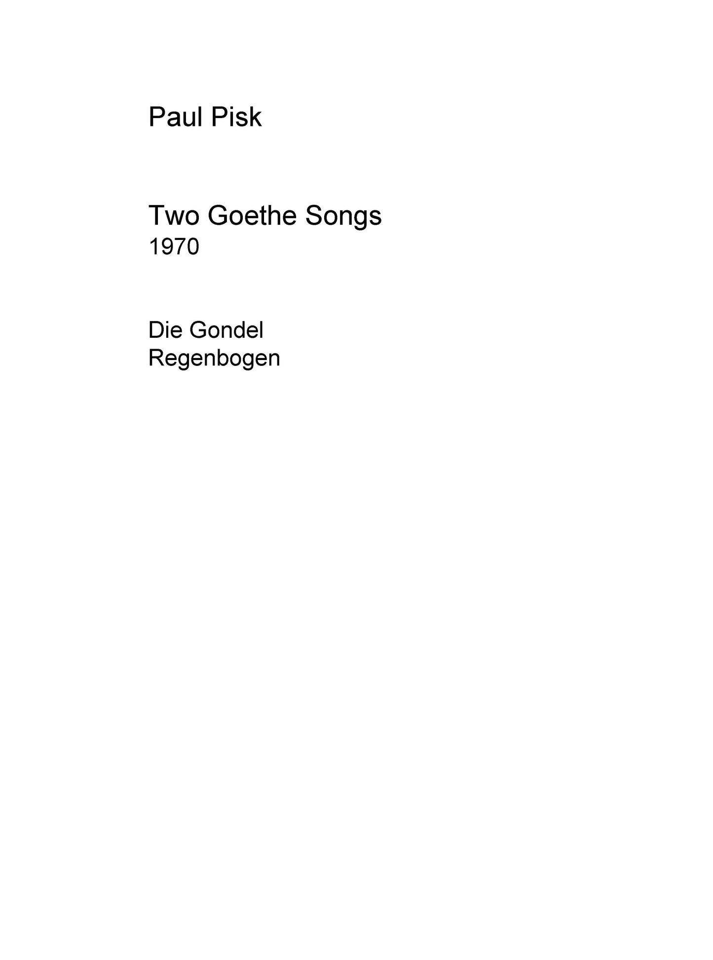 TWO GOETHE SONGS