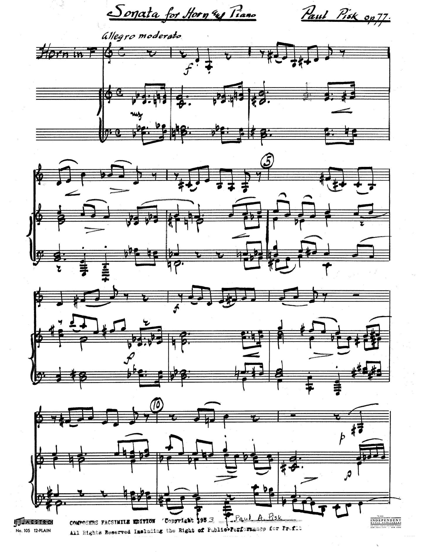 SONATA FOR HORN AND PIANO