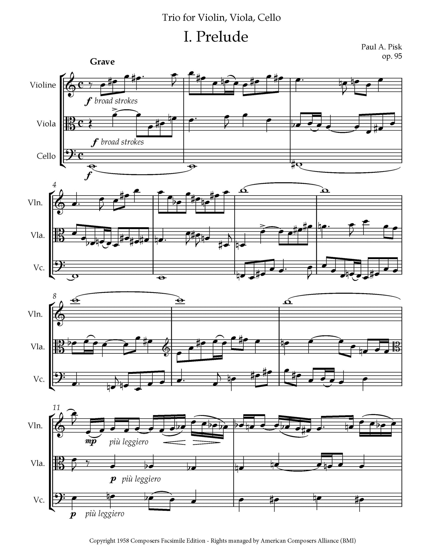 TRIO, Op.95 for Violin, Viola, and Cello