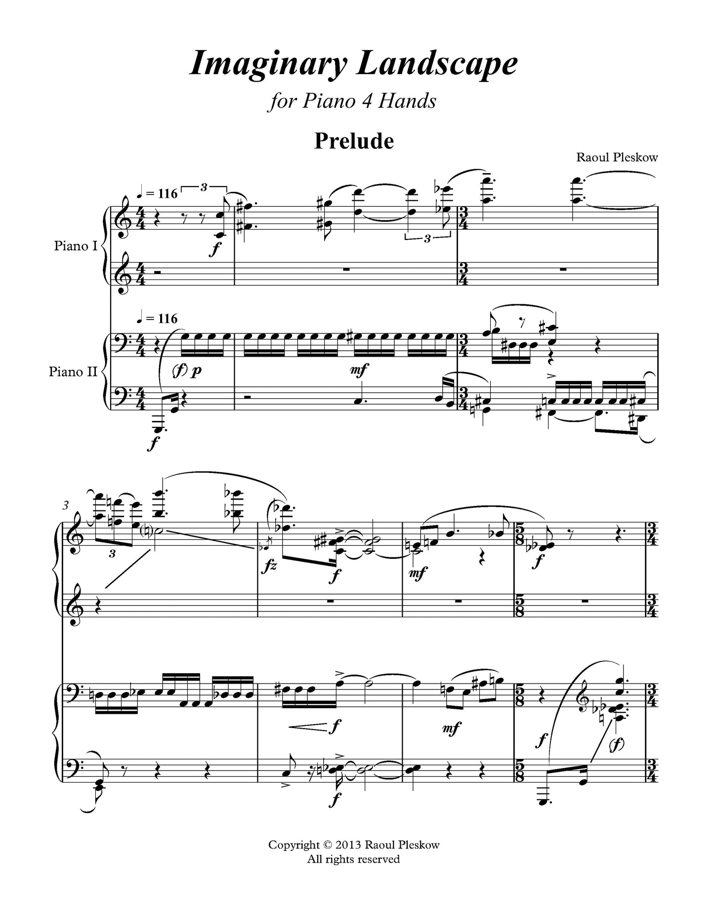 IMAGINARY LANDSCAPE - for piano 4-hands