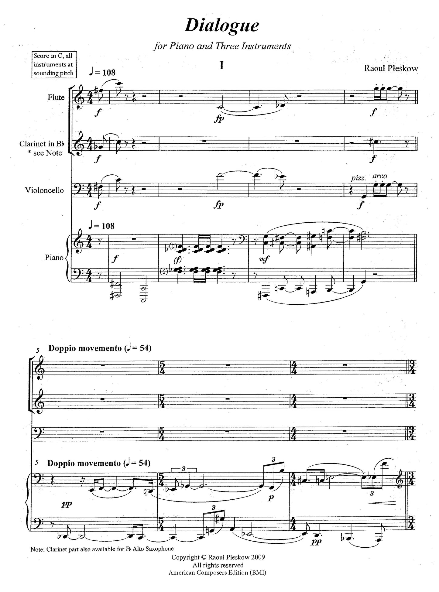 Dialogue for Piano and Three Instruments