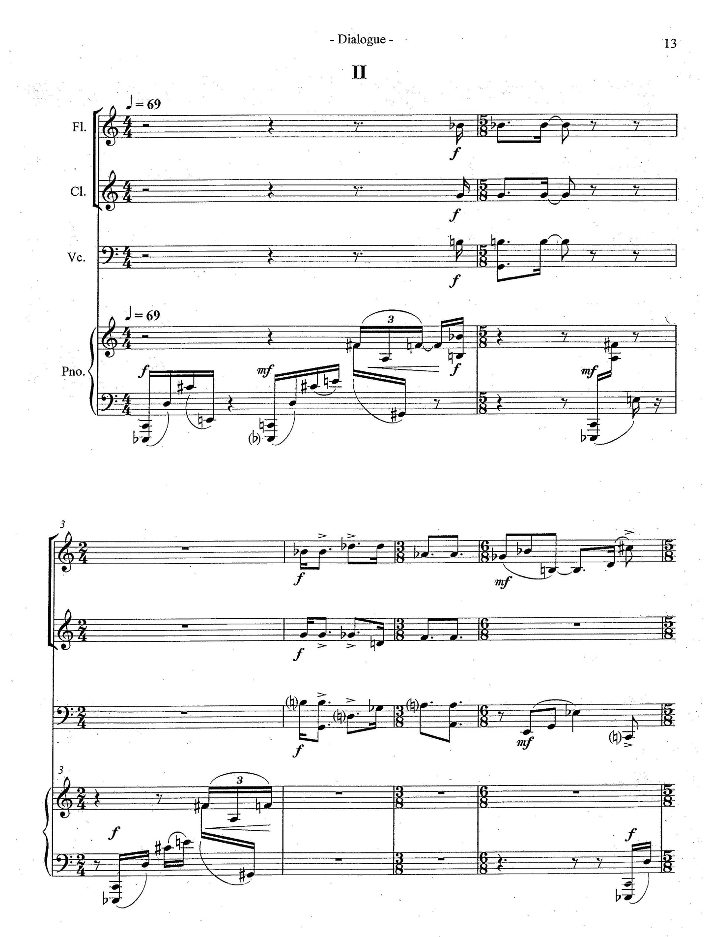 Dialogue for Piano and Three Instruments