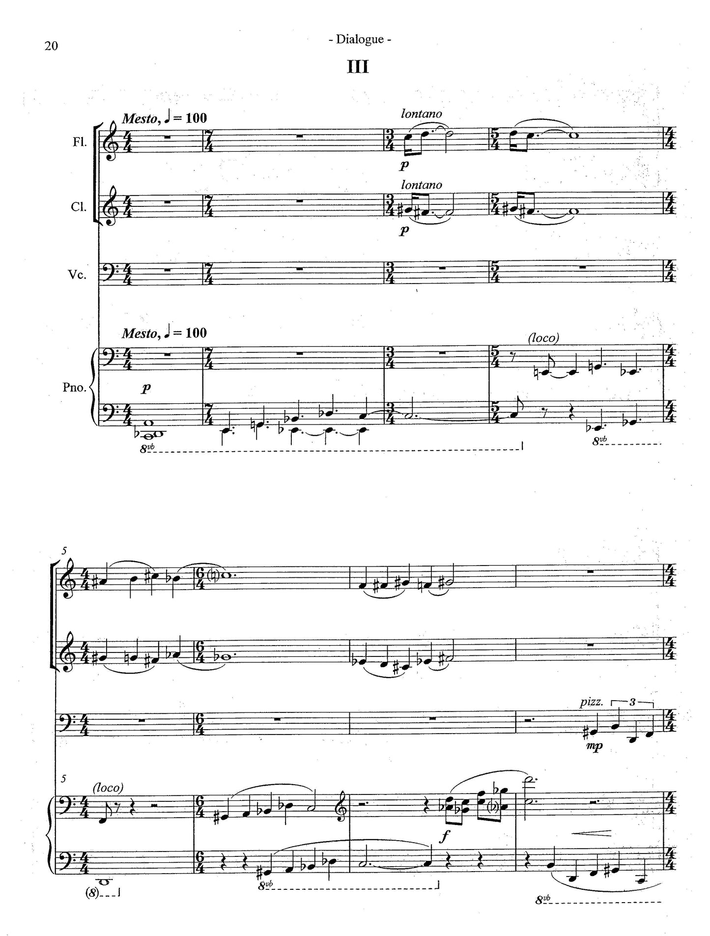 Dialogue for Piano and Three Instruments